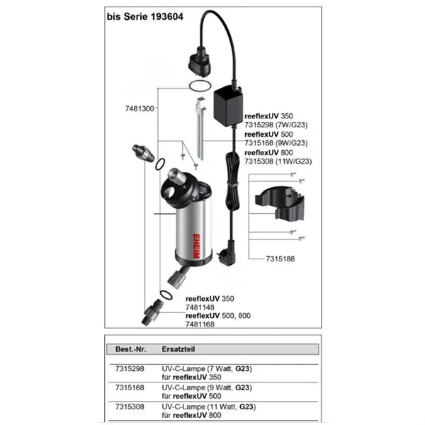 EHEIM zářič pro UV sterilizátor reeflex UV 350 (model 2 konektory) (7315298)