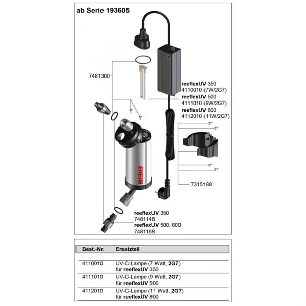 EHEIM zářič pro UV sterilizátor reeflex UV 500 (model 4 konektory) (4111010)