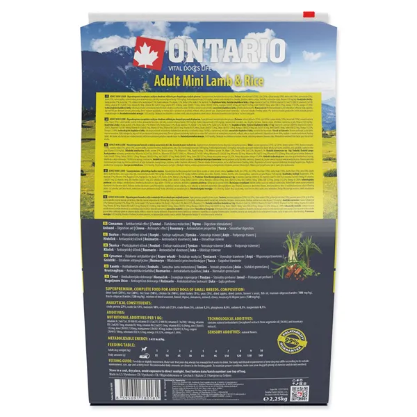 Ontario Adult Mini Lamb & Rice 2,25 kg